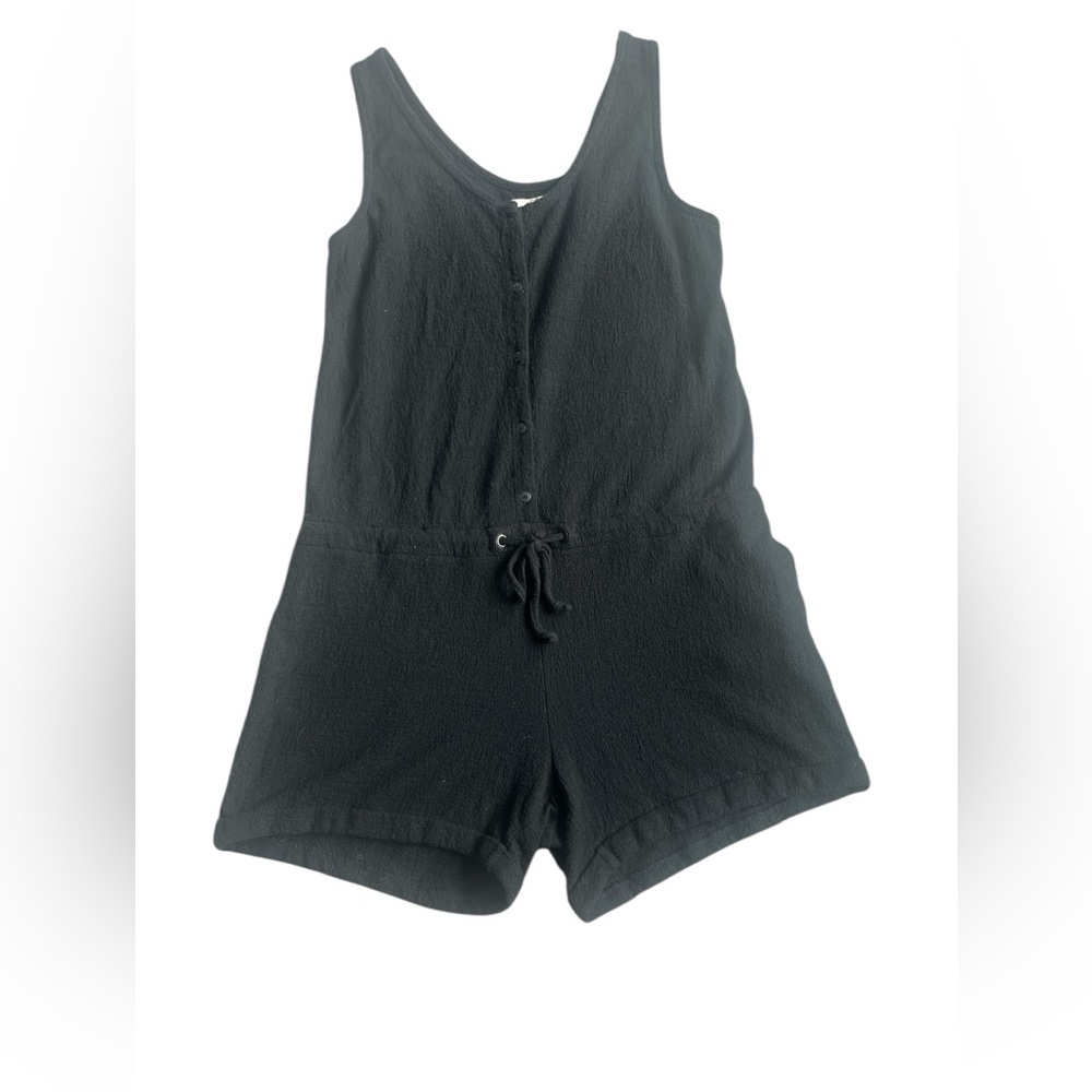 Madewell Black Button Drawstring Black Romper Siz… - image 2
